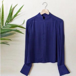 Rag & Bone Max Blue Silk Long-Sleeve Blouse Size XS